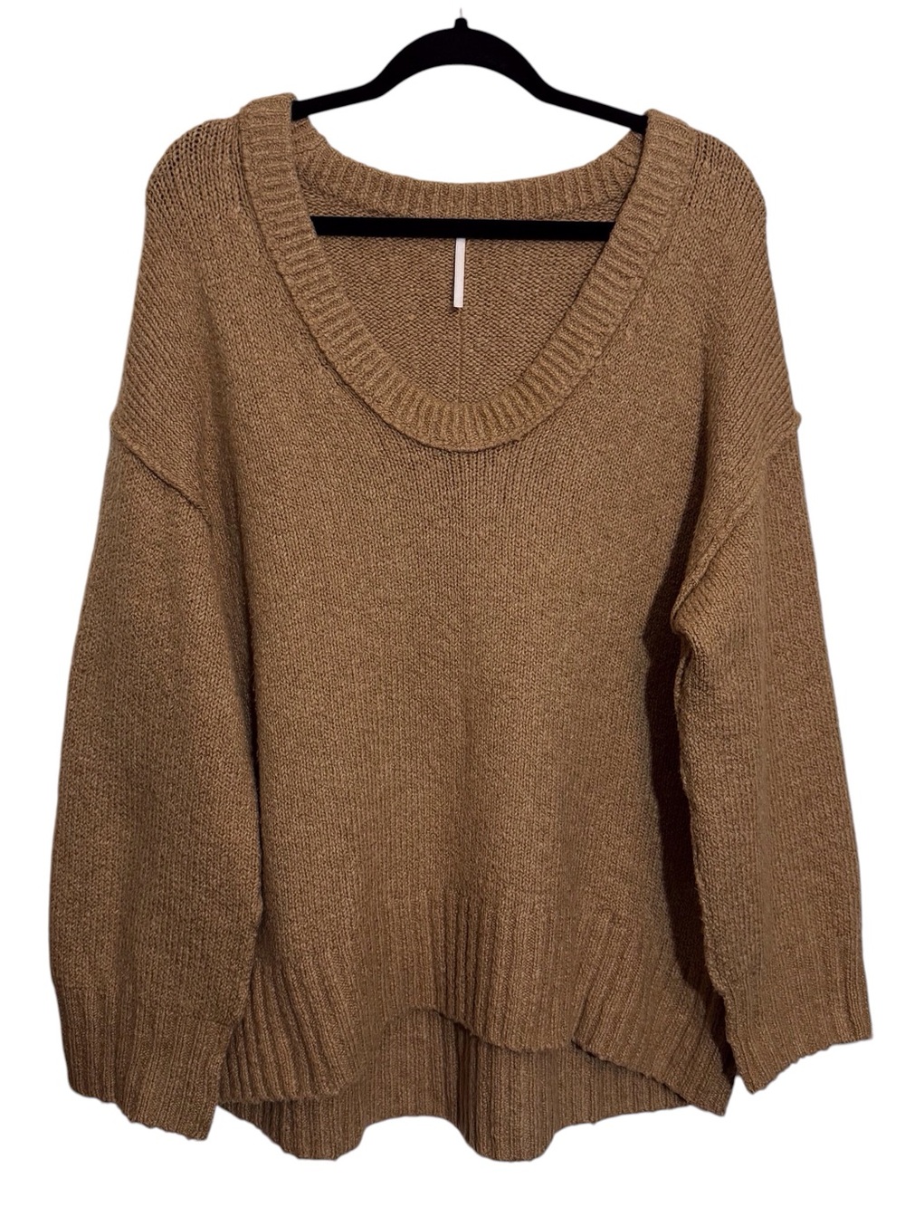 Free People Size X-Small Brown Brookside Pullover Sweater Oversized Beach Boho - Picture 2 of 9